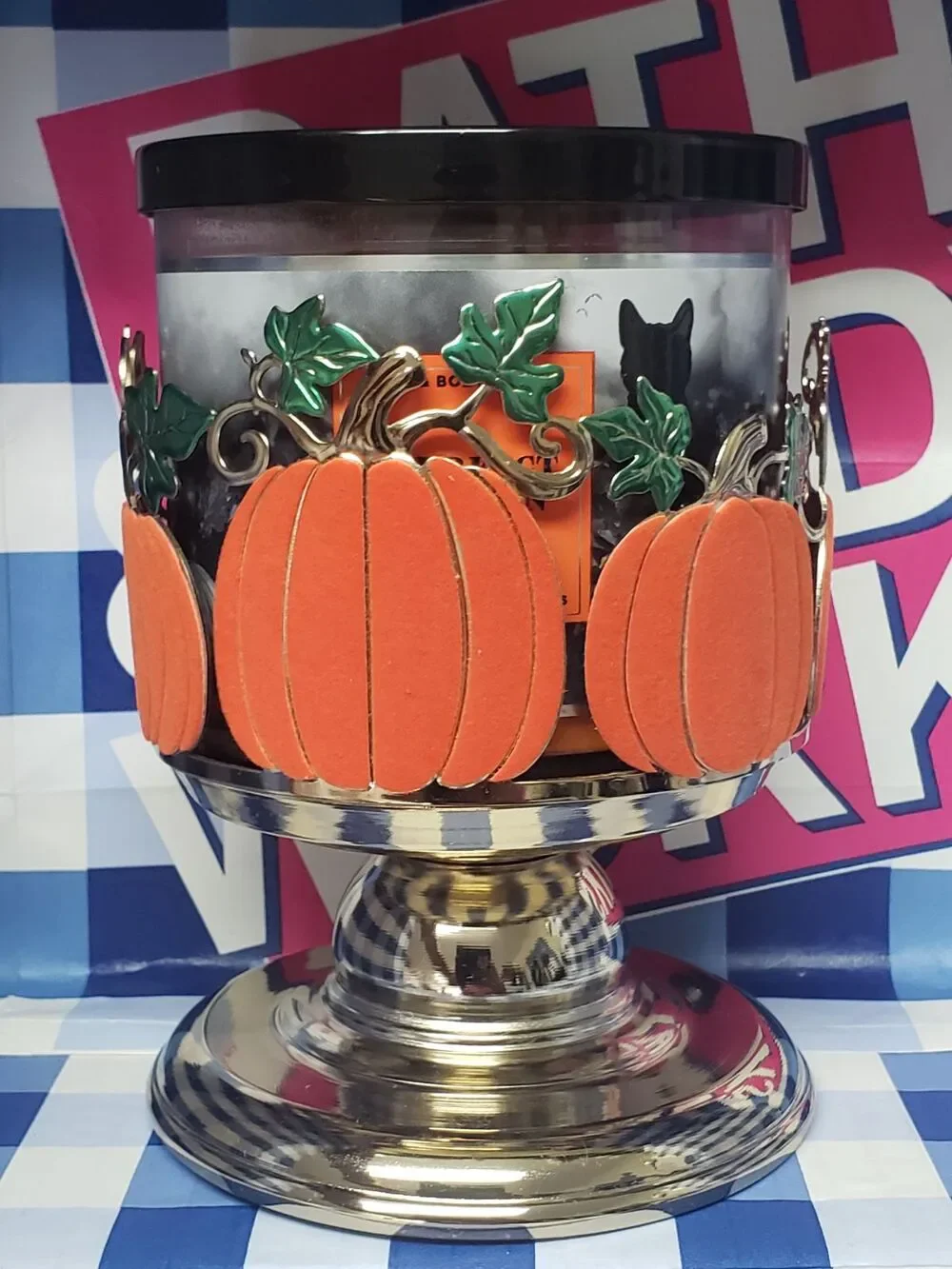 BBW Velvet Pumpkin Patch 3 Wick Candle Holder Home Fragrance Decor
